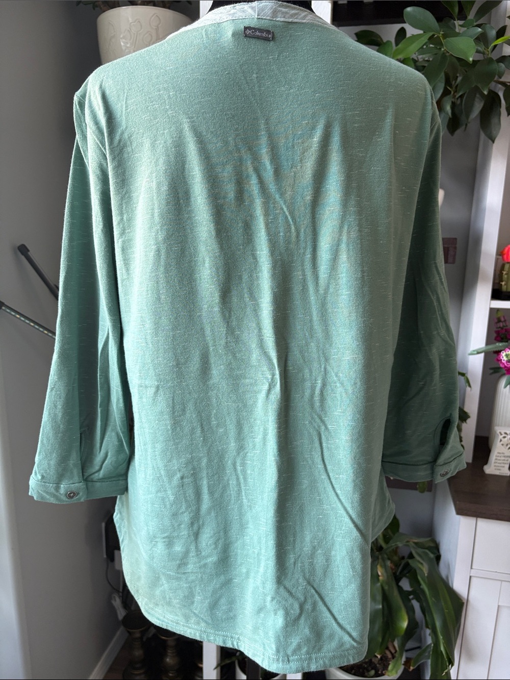 Columbia Women's Sage Green Button-Front Shirt with Contrast Trim - Picture 6 of 8